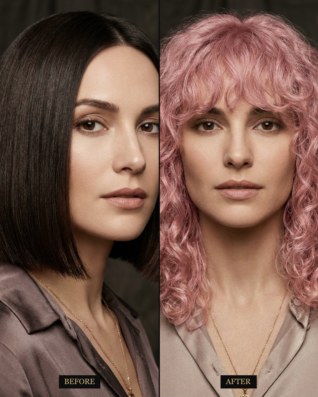 Dark bob to pastel pink