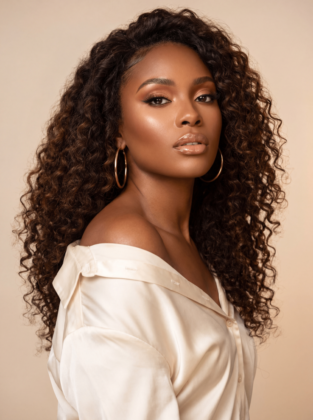 Full glam beauty portrait after virtual styling transformation